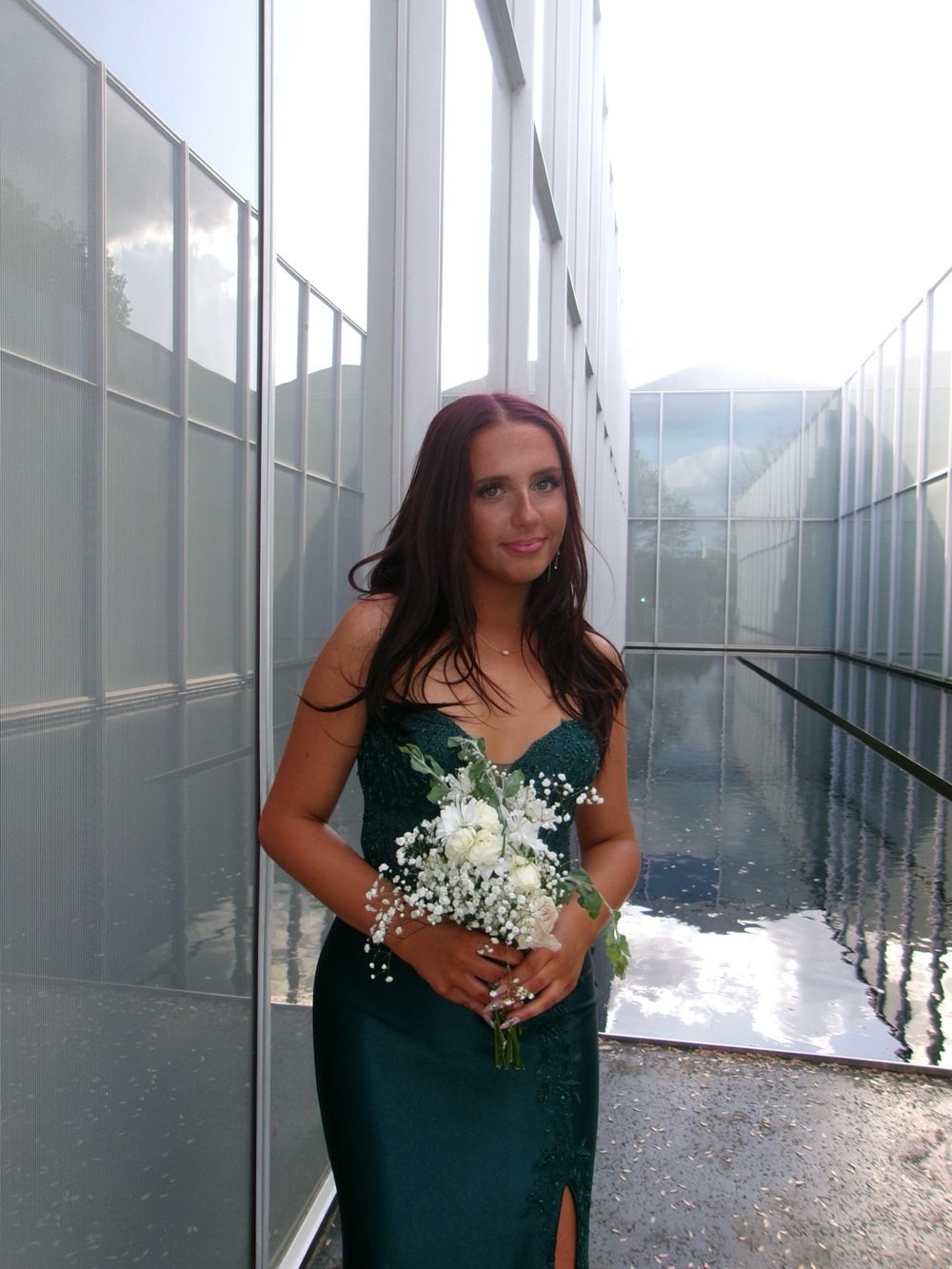 Emerald Green Satin Evening Gown